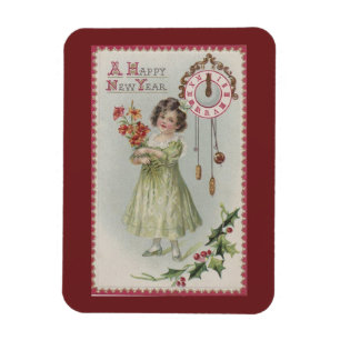 Vintage New Year Girl Magnet