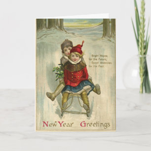 Vintage - New Year Greetings, Card