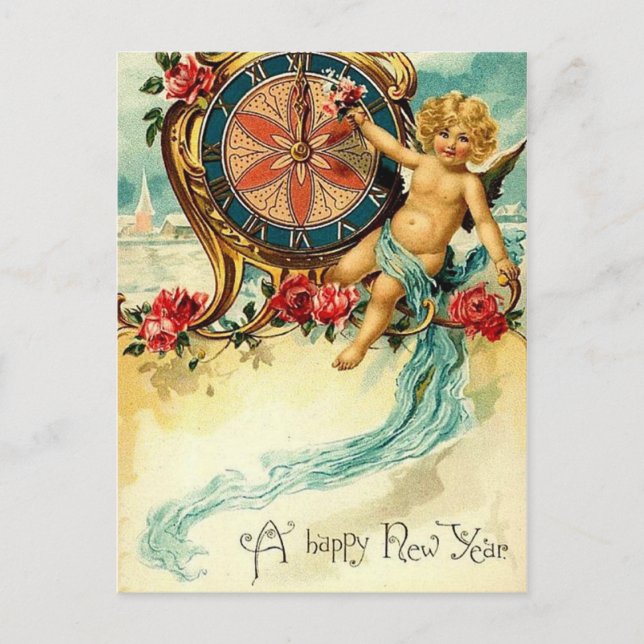 Vintage : New Year - Holiday Postcard (Front)