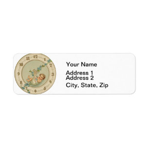 Vintage New Years Baby Clock Return Address Label