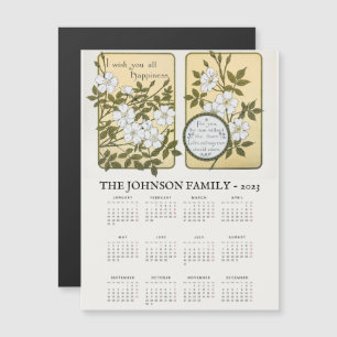 Vintage New Years Calendar Greeting Magnetic Card