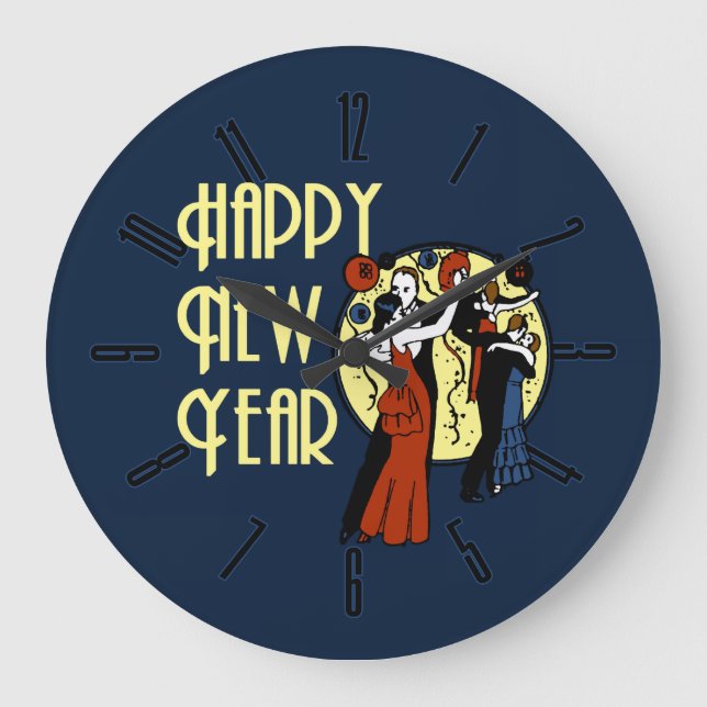 Vintage New Years Dance Large Clock (Front)
