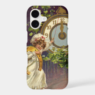 Vintage New Years Eve Irish Lass Clock at Midnight