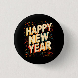 Vintage New Years Eve Party Countdown Happy New Ye 3 Cm Round Badge