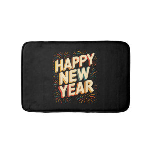 Vintage New Years Eve Party Countdown Happy New Ye Bath Mat