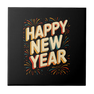 Vintage New Years Eve Party Countdown Happy New Ye Ceramic Tile