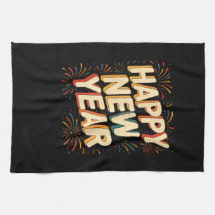 Vintage New Years Eve Party Countdown Happy New Ye Tea Towel