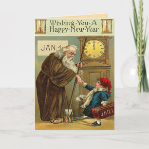 Vintage New Year's Greetings Holiday Card