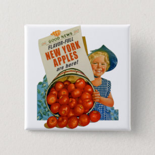 Vintage New York Apples 'Flavour Full' 15 Cm Square Badge