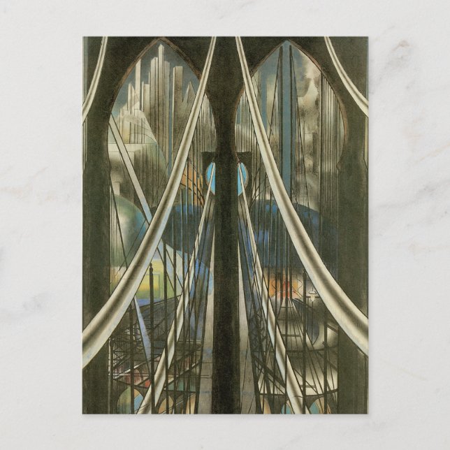 Vintage New York Architecture, Brooklyn Bridge Postcard (Front)