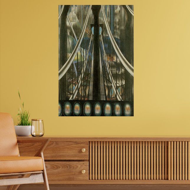 Vintage New York Architecture, Brooklyn Bridge Poster (Living Room 2)