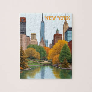 Vintage New York City Central Park travel Jigsaw Puzzle