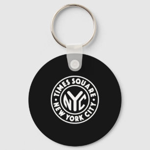 Vintage New York City Circle Times Square White Key Ring