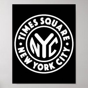 Vintage New York City Circle Times Square White Poster