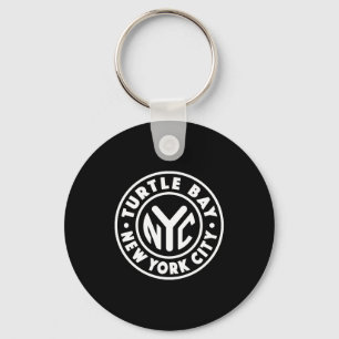 Vintage New York City Circle Turtle Bay White Key Ring