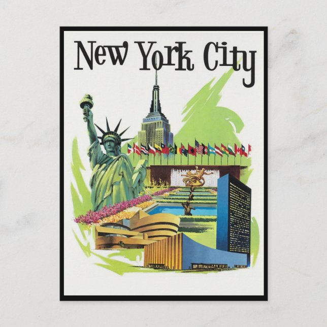 Vintage New York City Landmarks Travel Postcard (Front)