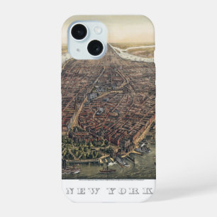 Vintage New York City, Manhattan, Brooklyn Bridge iPhone 15 Case