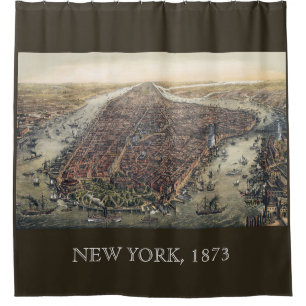 Vintage New York City, Manhattan, Brooklyn Bridge Shower Curtain