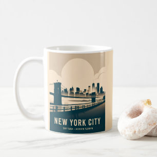 Vintage New York City Manhattan Skyline Minimalist Coffee Mug