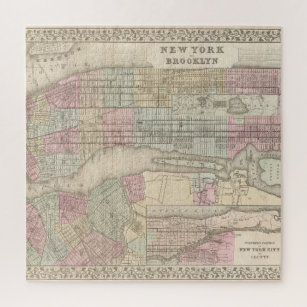 Vintage New York City Map Jigsaw Puzzle