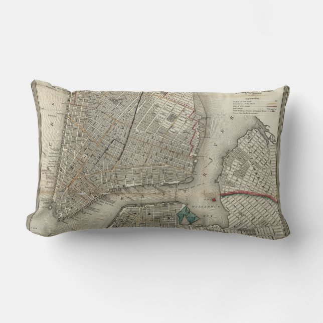 Vintage New York city map Lumbar Cushion (Front)