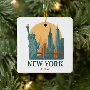 Vintage New York City – Minimalist Travel  Ceramic Ornament