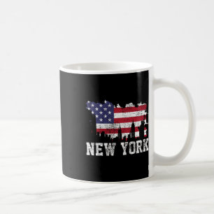 Vintage New York City Nyc Skyline Usa Flag America Coffee Mug