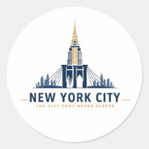 Vintage New York City Skyline Classic Round Sticke