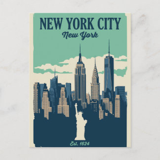 Vintage New York City Skyline Postcard