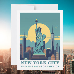 Vintage New York City Statue of Liberty Travel Postcard