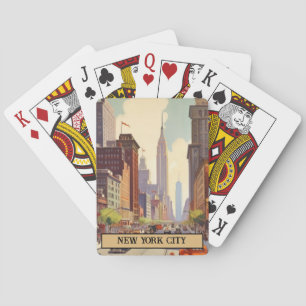 Vintage New York City Street Scene Custom Text Playing Cards