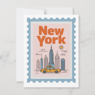 Vintage New York City Travel Minimalist Skyline  Postcard