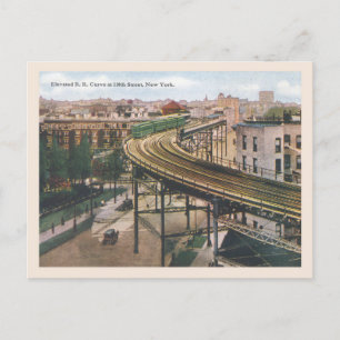 Vintage New York Elevated Railroad 110th Street Postcard