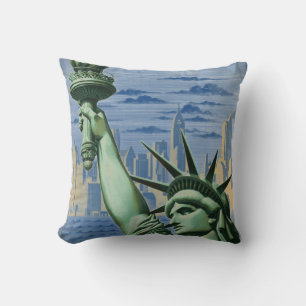Vintage New York Invites You Travel Advertisement Cushion
