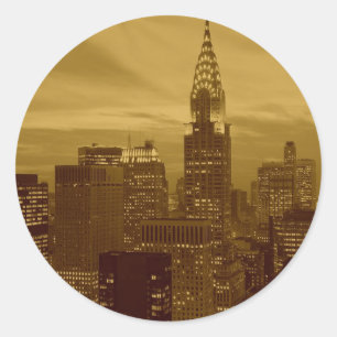 Vintage New York Manhattan Classic Round Sticker