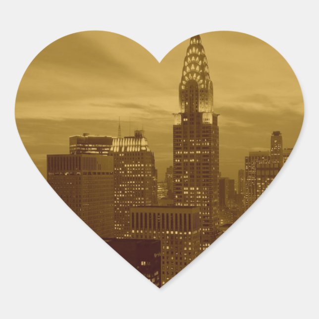 Vintage New York Manhattan Heart Sticker (Front)