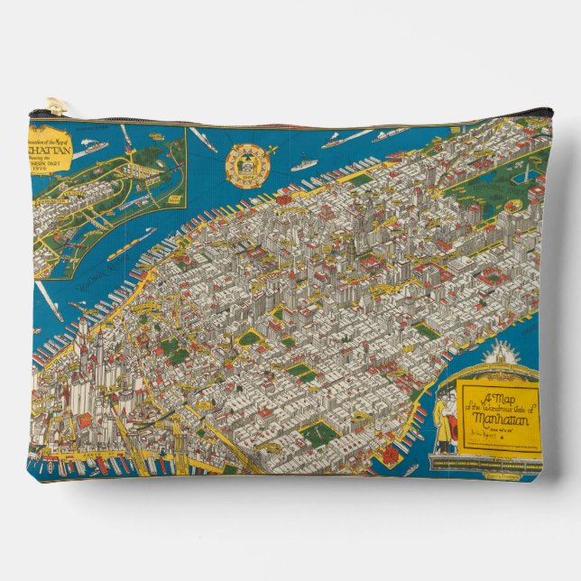Vintage New York Map Cosmetic Bag (Front)