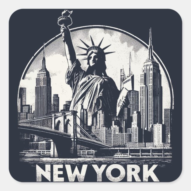 Vintage New York Square Sticker (Front)