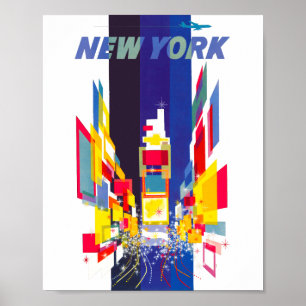Vintage New York Times Square Atomic Age  Poster