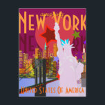 Vintage New York Travel Postcard<br><div class="desc">Vintage New York Travel Postcard. Vintage look amazing New York postcard with the famous skyline and Statue of Liberty and with fully customizabe text "amazing",  "New York",  "New York" and "United States of America". A great NY City souvenir card!</div>