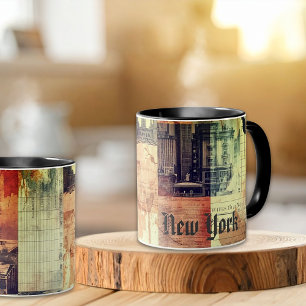 Vintage New York Urban Collage Art Mug