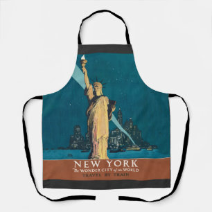 Vintage New York Wonder City Statue of Liberty Art Apron
