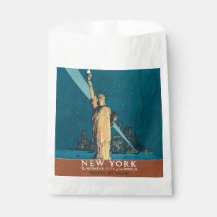 Vintage New York Wonder City Statue of Liberty Art Favour Bag