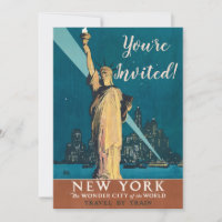 Vintage New York Wonder City Statue of Liberty Art