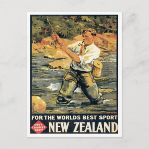 Vintage New Zealand Fishing Postcard