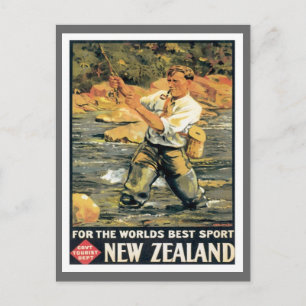 Vintage New Zealand Fishing Postcard