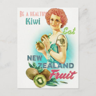 Vintage New Zealand kiwi fruit postcard