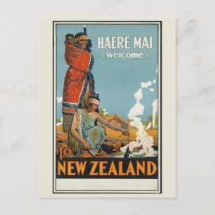 Vintage New Zealand Māori Haere Mai Welcome Travel Postcard