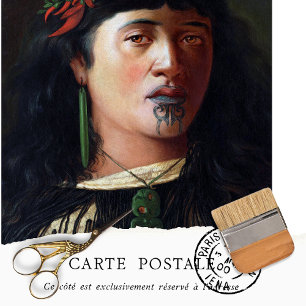 Vintage New Zealand Maori Woman Rustic Texture Tissue Paper