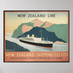 Vintage New Zealand Shipping Poster